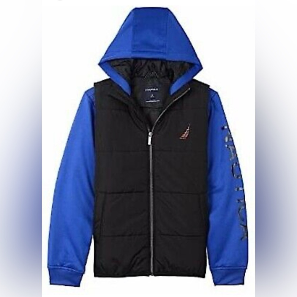 Boys Nautica William Midweight Hybrid Fleece Hoodie/Quilted Vest